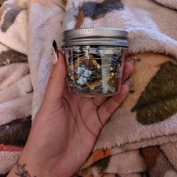 Colorful Blue And Gold Jewelry Jar - Picture 1 of 5